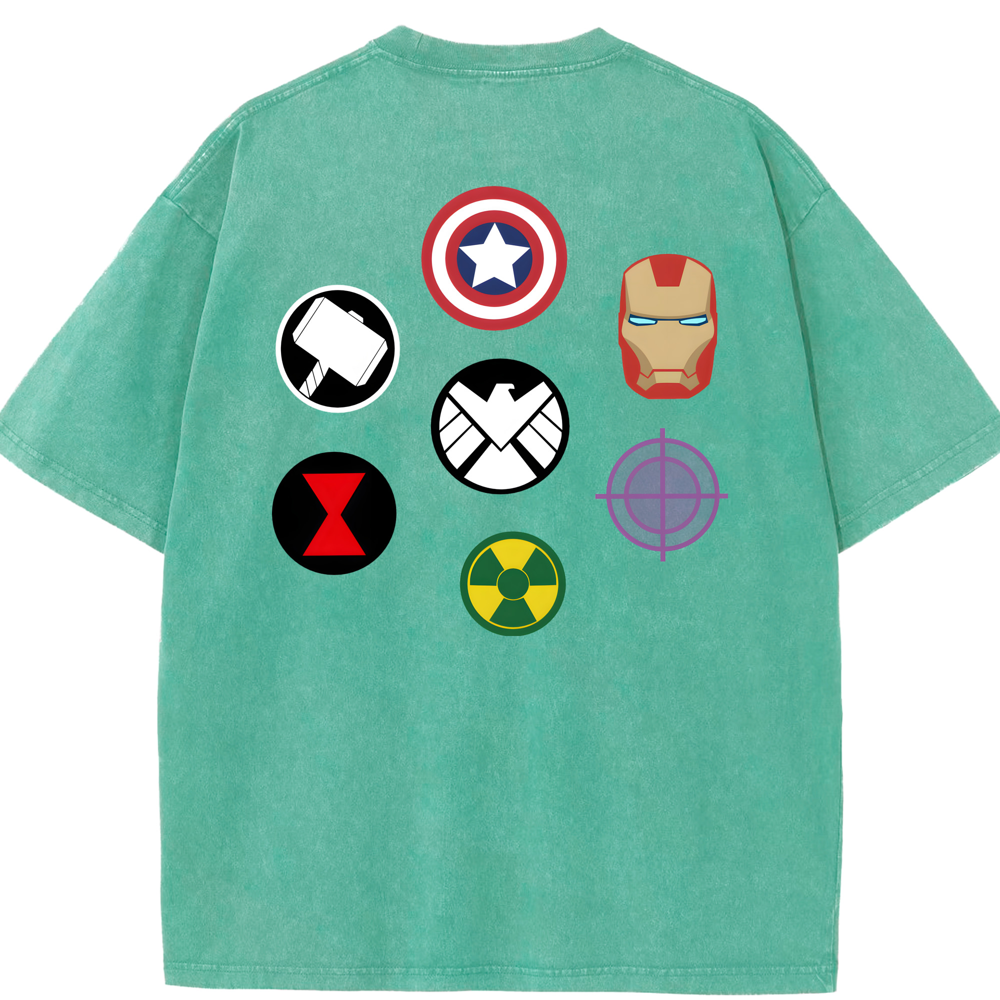（画像用） アベンジャーズ The Avengers 綿100% ヴィンテージ風 半袖Tシャツ（背面プリント）